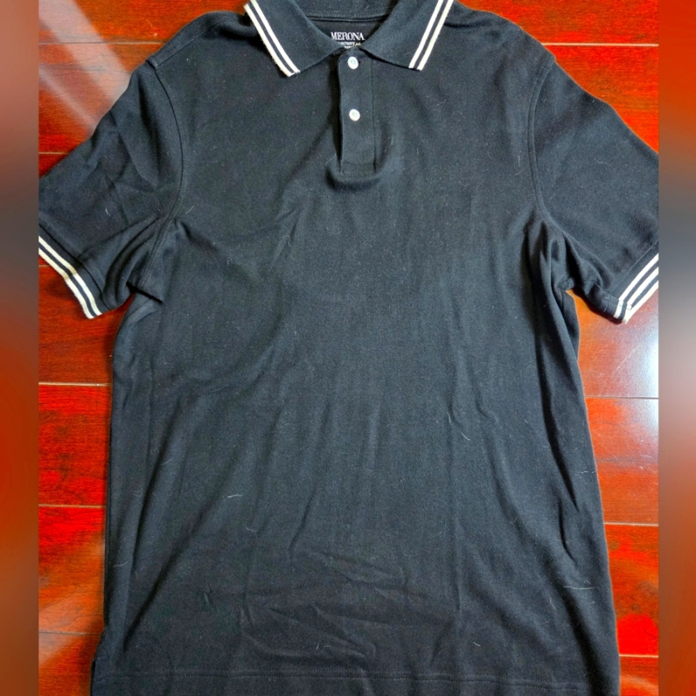 Merona Black Polo with White Accents